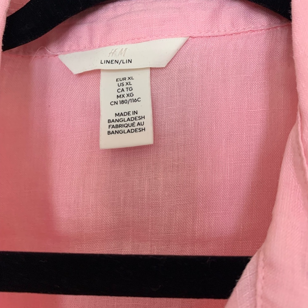 H&M Pink Linen Button-Down Shirt - Picture 3 of 5